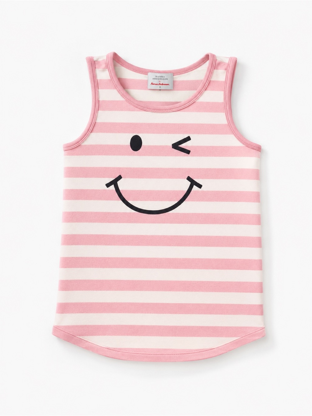 Hanna Andersson Pink Striped Smile Tank - Girls Size 8